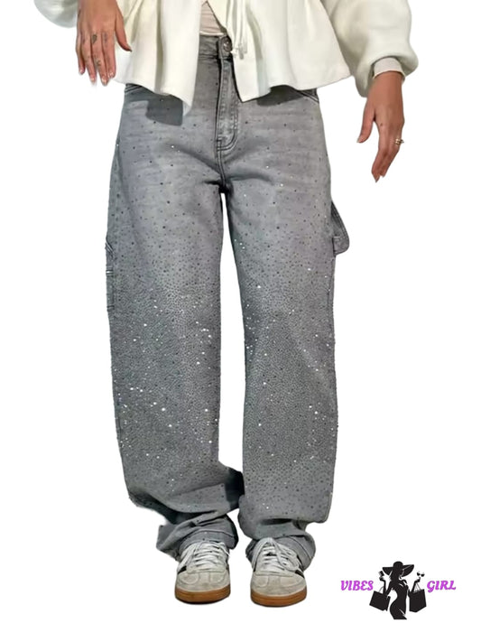 Jeans brillantinato largo