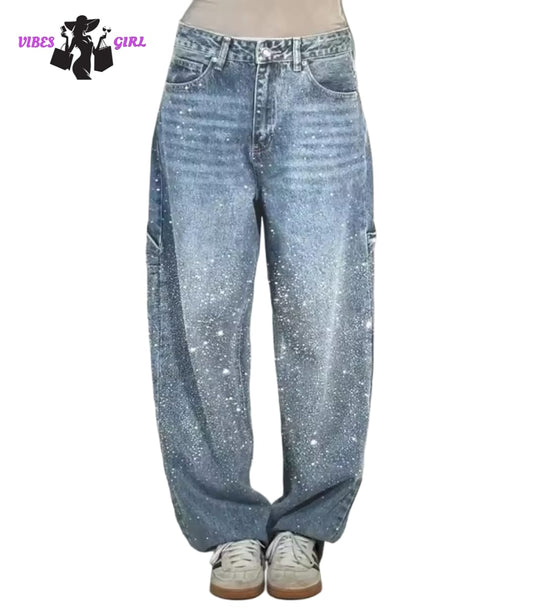 Jeans brillantinato largo
